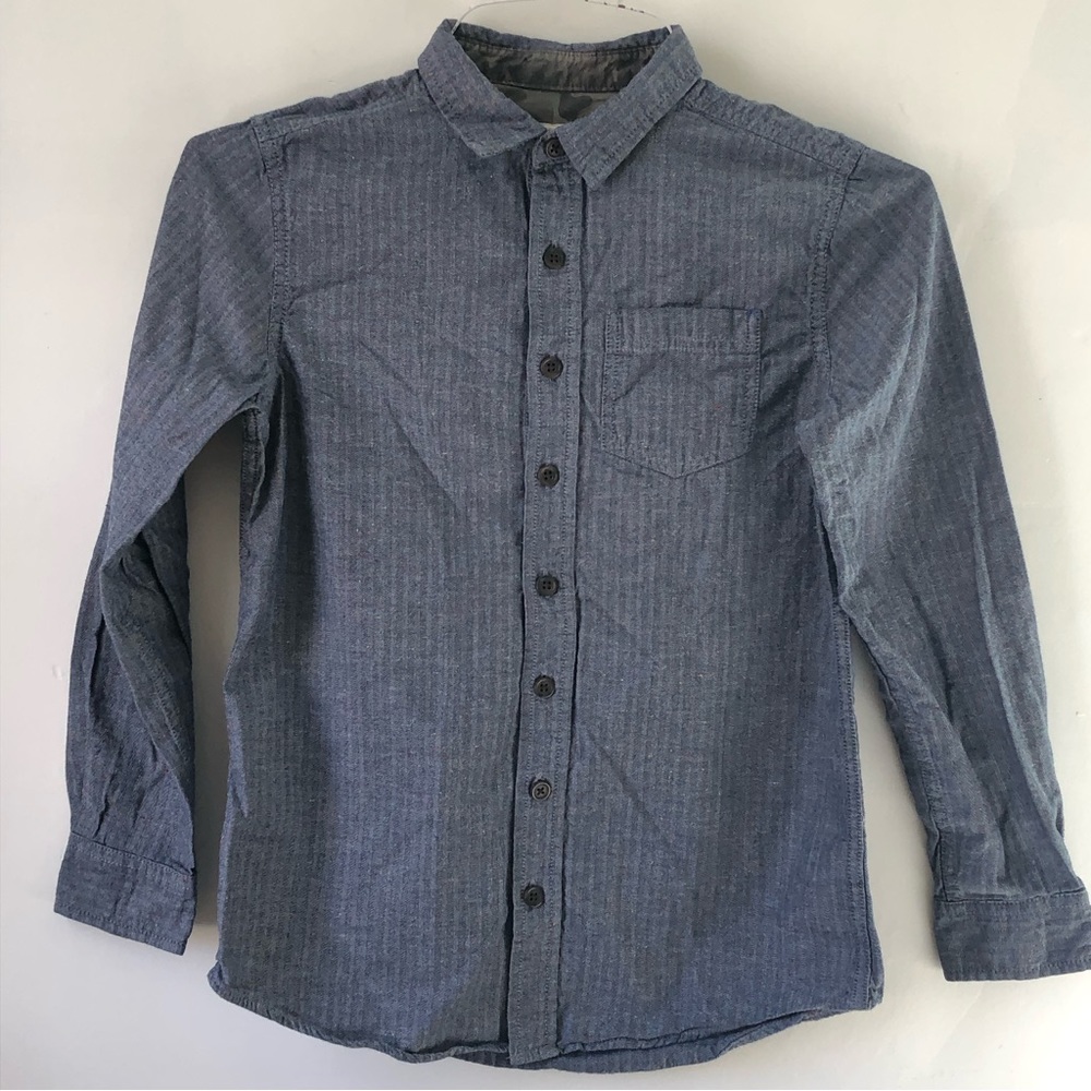 Cat and Jack Boys Button Down Collared Gray Long Sleeve, size Large (12/…